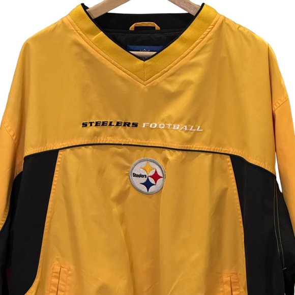 Reebok NFL Jacket Mens XL Yellow Pittsburgh Steelers Pullover Windbreaker - Picture 3 of 9